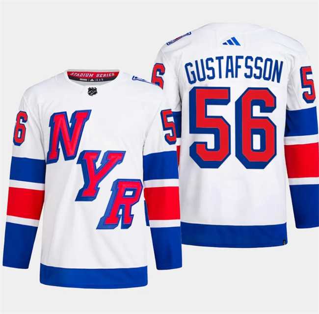 Mens New York Rangers #56 Erik Gustafsson White 2024 Stadium Series Stitched Jersey Dzhi